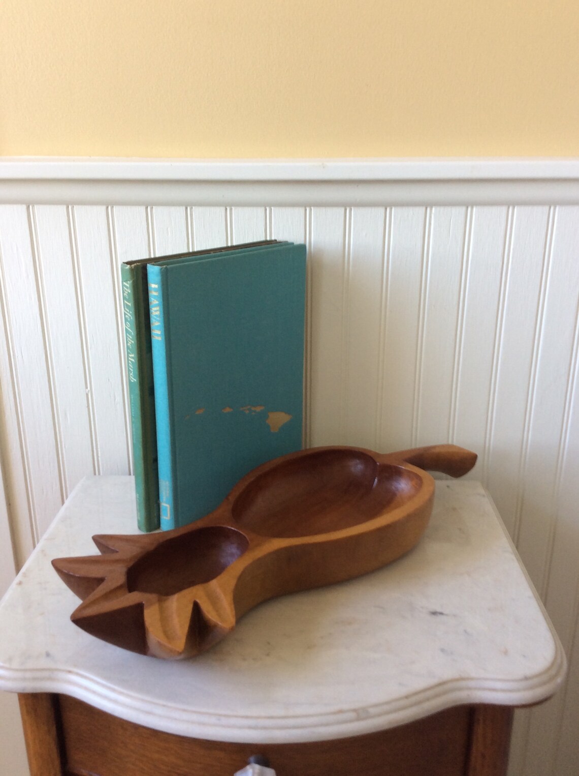 Vintage 17 Pineapple Monkey Pod Serving Bowl Wood Pineapple Etsy