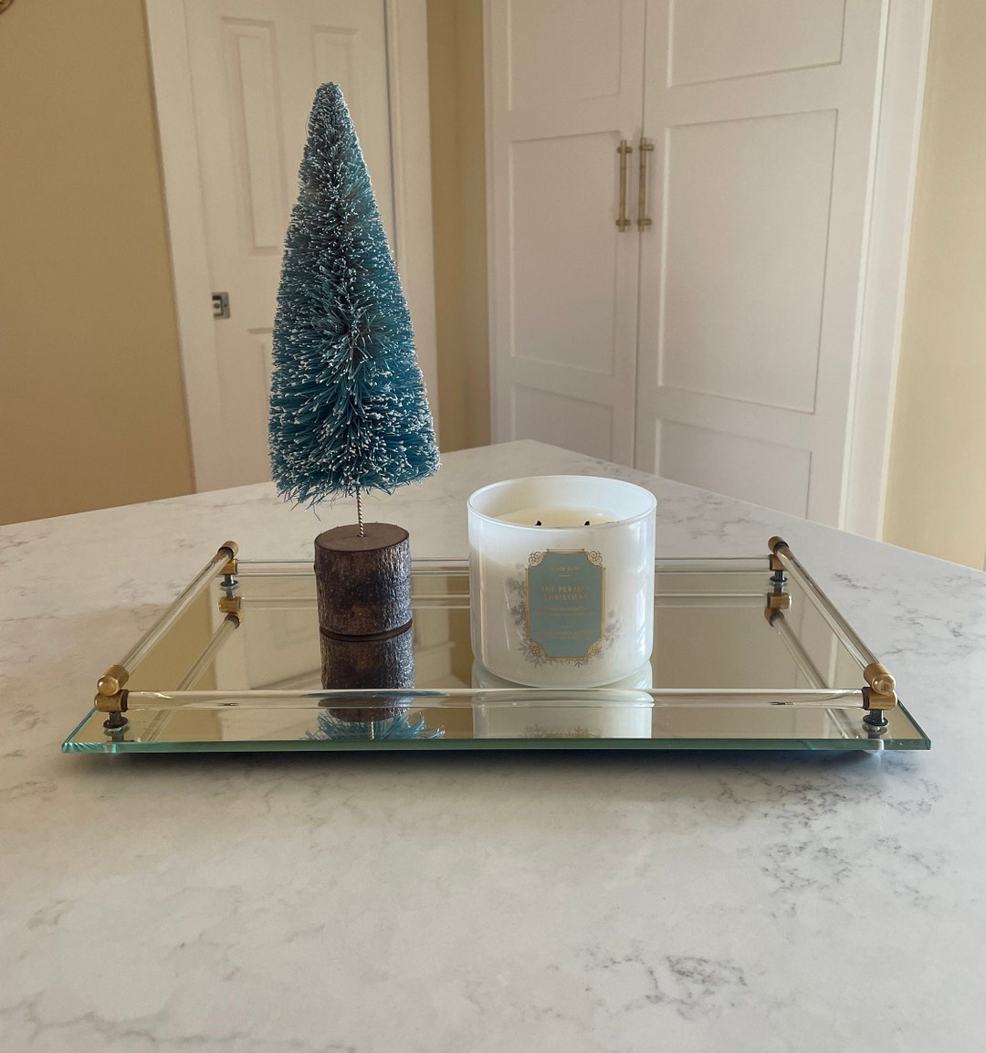 Vintage Mirror & Glass Rail Vanity Tray 16 X 9 Large Etsy