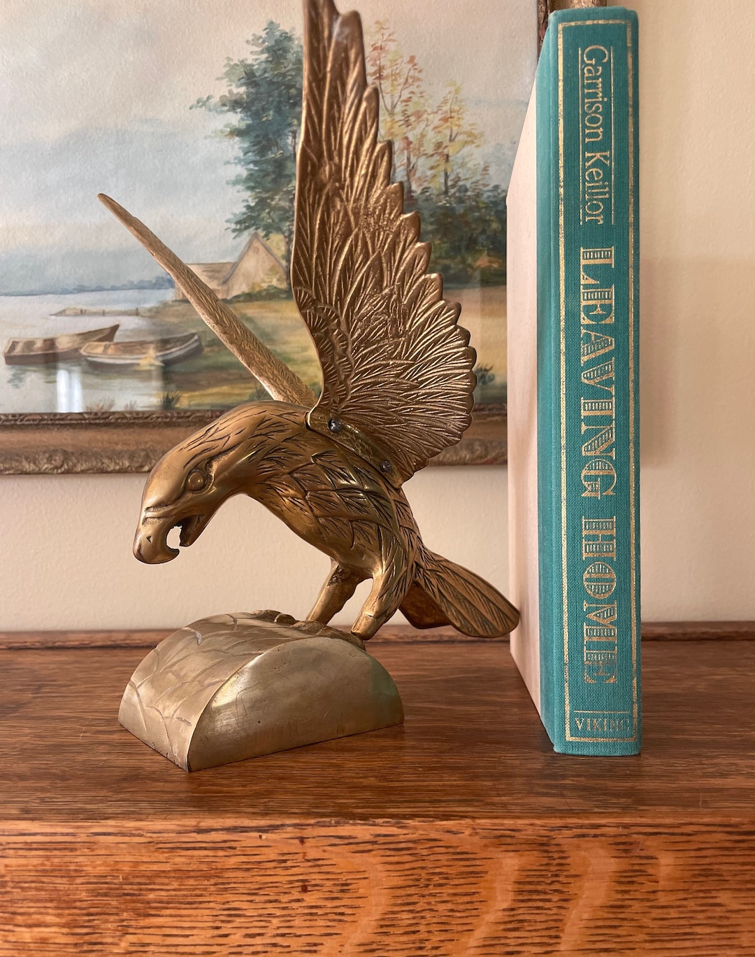 【Brass Eagle Statue】真鍮　イーグル　置物　ミッドセンチュリー Vintage Brass Eagle Statue, Wings Spread Eagle, Brass Statue