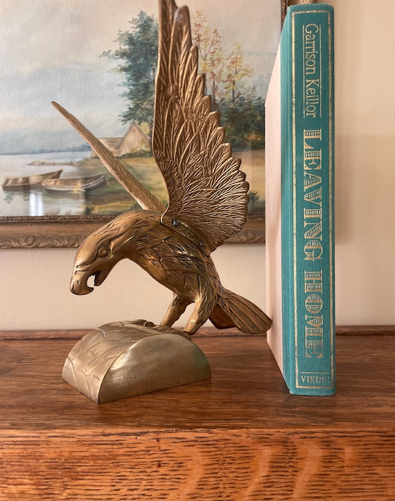 Vintage Brass Eagle Statue, Wings Spread Eagle, Brass Statue
