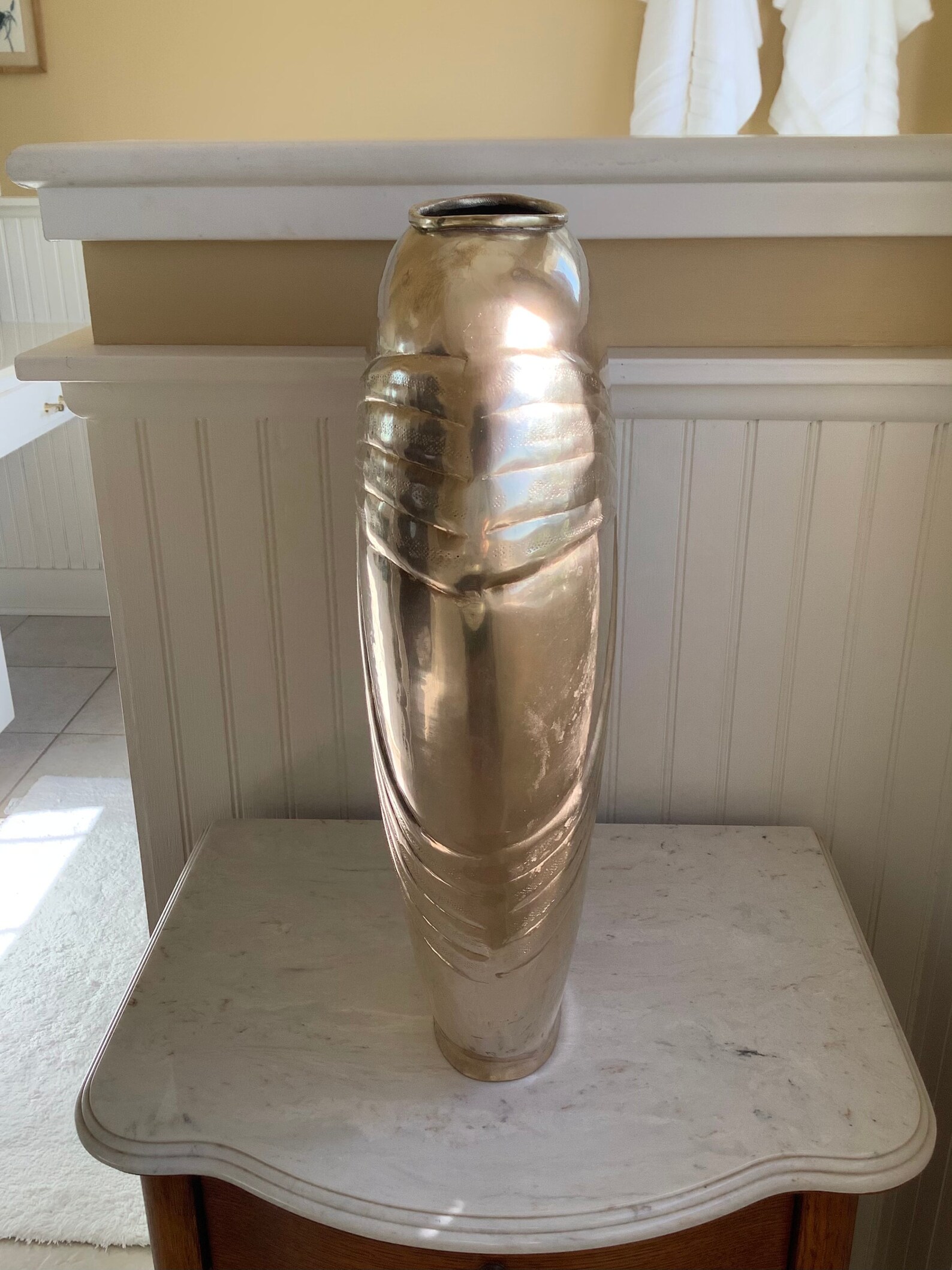 Vintage Art Deco Brass Vase Large 17.5 Brass Vase Narrow Etsy