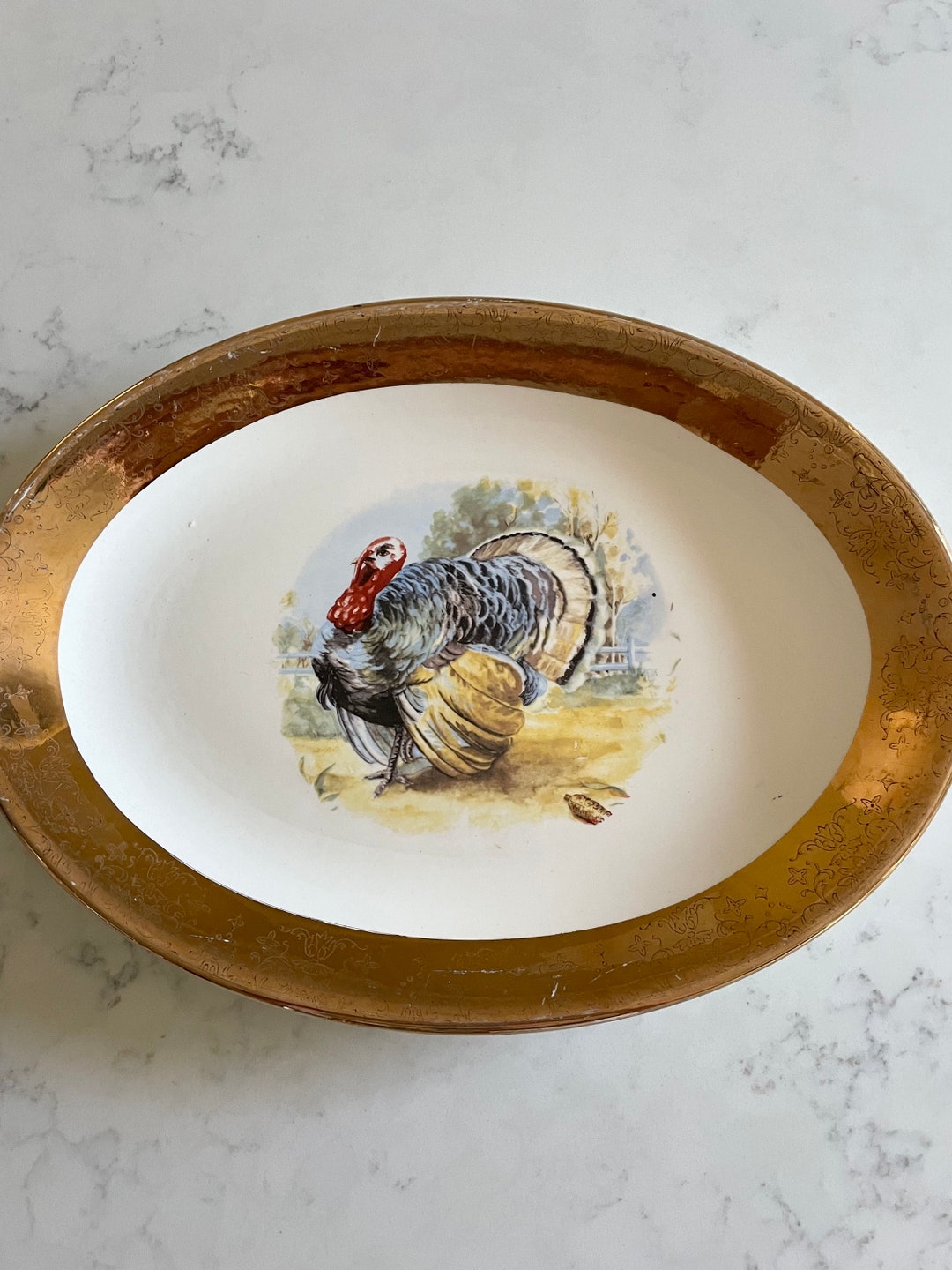 Vintage Turkey Platter 22 K Gold SABIN Crest of Gold Platter - Etsy