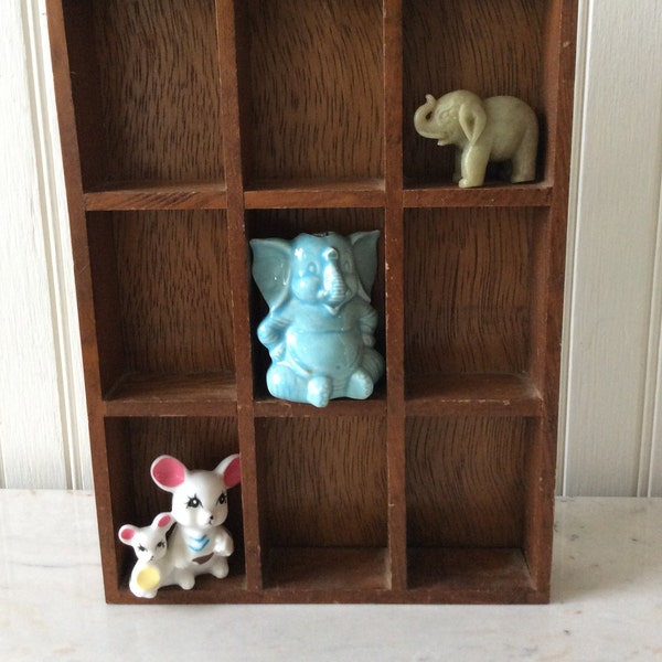 Vintage Miniatures, Blue Elephant, Stone Elephant, Mouse/Mice, SOLD SEPARATELY, Nursery Decor, Collectibles, Shadow Box/Printers Drawer