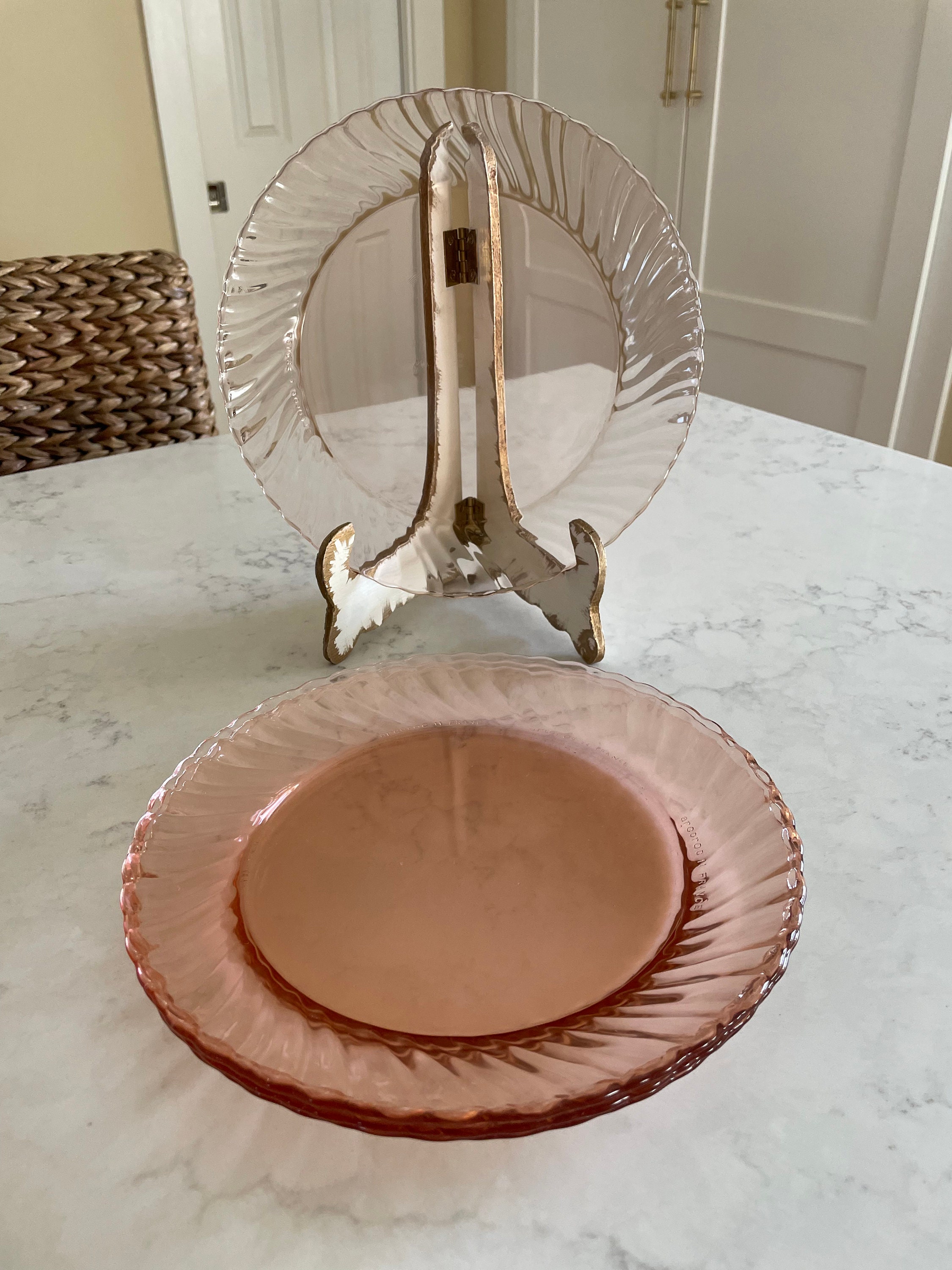 Vintage Arcoroc France Rosaline Pink Swirl Plates Set Of 4 Etsy Ireland