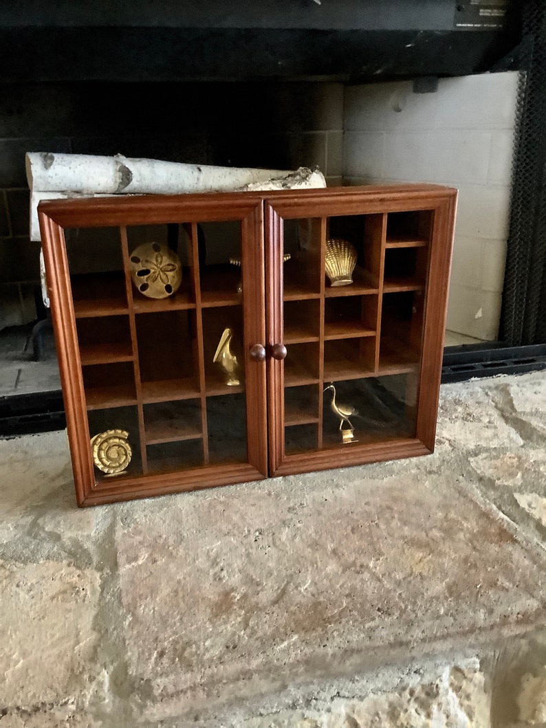 Vintage 16 Wood Wall Case With Glass Doors Shadow Box Wood Etsy
