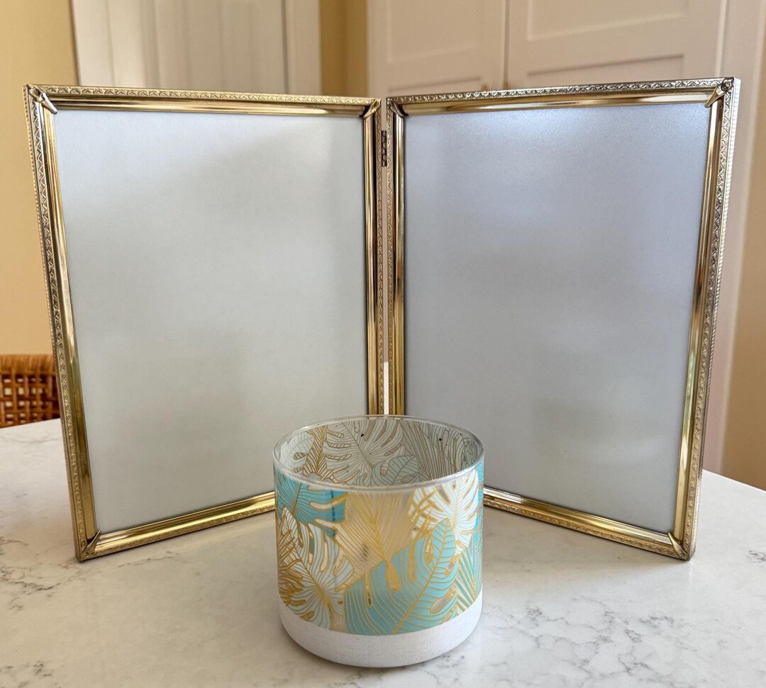 Vintage Bi-fold Gold Metal Picture Frames, 8 X 10 Double Picture Frames ...
