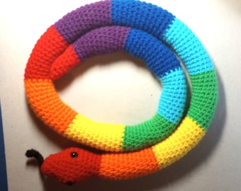 Crochet Rainbow Snake Stuffed Toy Amigurumi