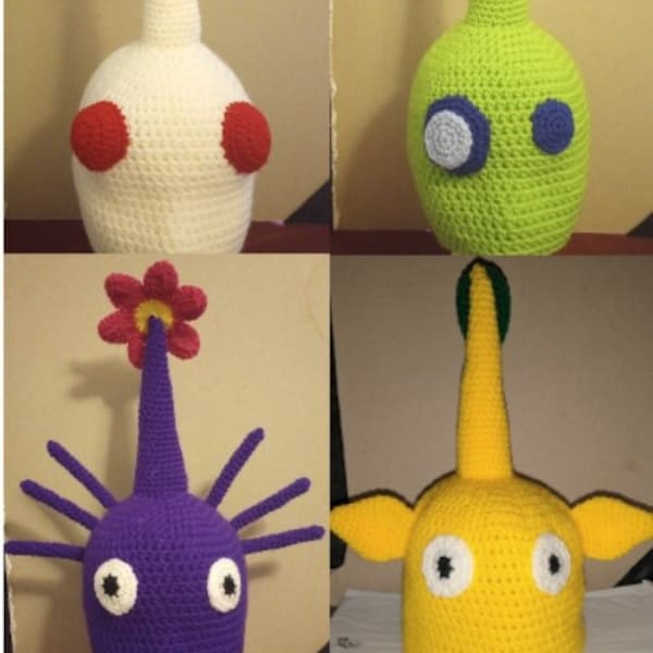 Crochet Red, Yellow, Blue, Purple, White, Green & Pink Pikmin Hat