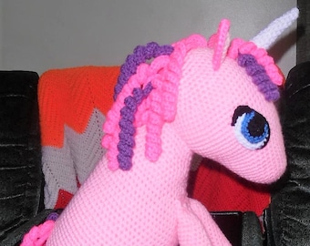 Pink & Purple Crochet Stuffed Unicorn Amigurumi Toy