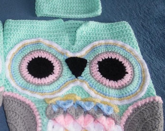 Crochet Owl Baby Bunting & Beanie
