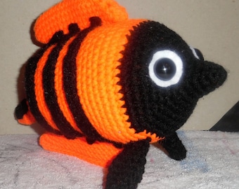 Crochet Orange Angelfish Stuffed Toy