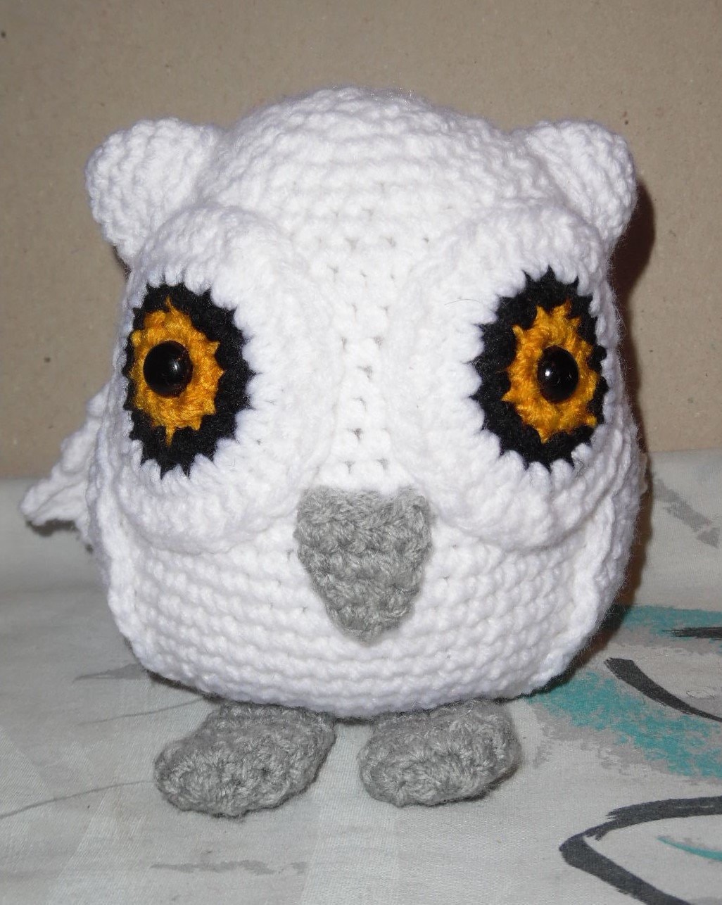 Crochet White Snow Owl Stuffed Toy