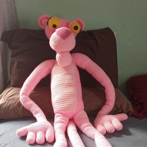Handmade Crochet Giant Pink Panther Toy Amigurumi