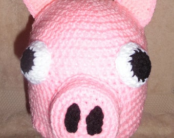 Crochet Pink Pig Hat