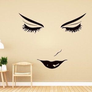 Beauty Wall Decals Woman Face Decal Hairdressing Salon Vinyl Stickers Makeup Salon Decor Bedroom NA87