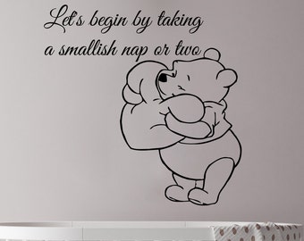 Winnie the Pooh Quote Wall Decal Let's Begin By Taking Vinyl Sticker Home Nursery Heart Decor Baby Room Kids Art MS330