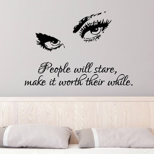 引用ウォールデカール 目 メイクアップ 女の子 女性 化粧品 デカール ビニール ステッカー デカール ヘア ビューティー サロン 装飾 アート 壁画 寝室 MS305