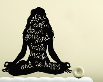 Wall Decals Quote Relax Calm Down Your Mind Decal Yoga Meditation Sport Vinyl Sticker Home Decor Bedroom Interior Design Art Mural MS627