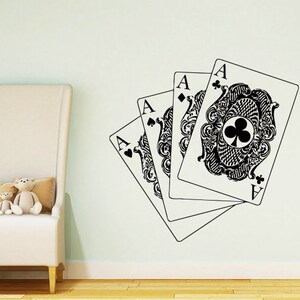 Cards Wall Decals Poker Decal Cards Casino Vinyl Stickers Home Decor Bedroom Art NA313