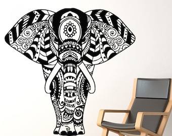 2x Herz-Aufkleber 15 Cm - Mandala-Elefant Indischer Stil, Glänzende Vinyl-Aufkleber Für Laptop, Kühlschrank, Gepäck