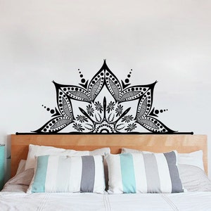Half Mandala Art Wall Decor Boho Headboard Decals Vinyl Sticker Yoga Namaste Bohemian Decal for Bedroom Home Room Ms781