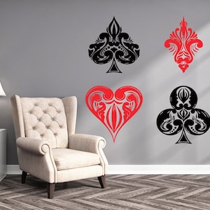 Poker Wall Decals Cards Casino Decal Colors Vinyl Stickers Home Decor Design Bedroom NA329