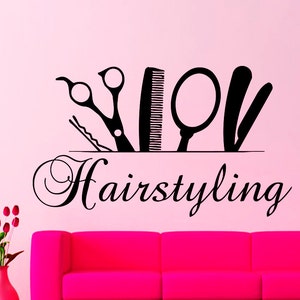 Wall Decals Hairdressing Hair Beauty Salon Decal Vinyl Sticker Hairstyling Scissor Combs Home Decor Window Decals Living Room Murals NA337