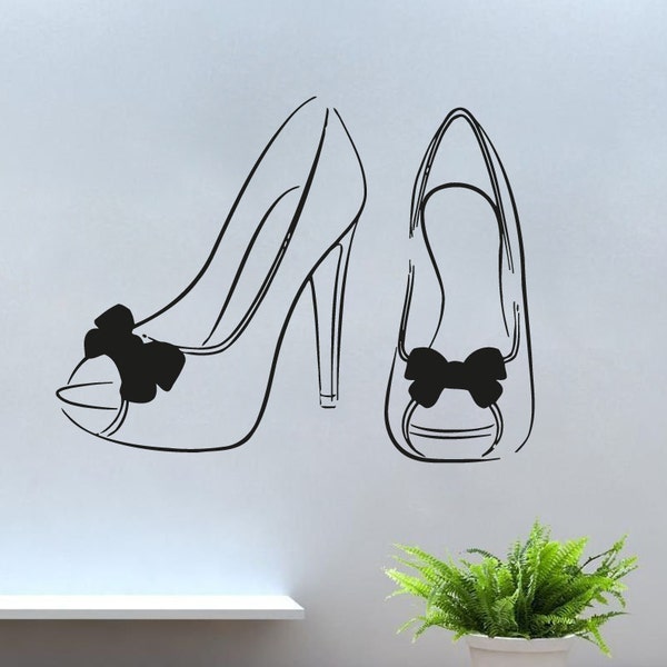 High Heels Wall Decals Fashion Stylish Shoe Vinyl Sticker Home Bedroom Decor Interior Design Art Murals MS768