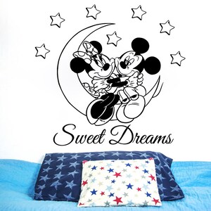 Sweet Dreams Wandaufkleber Minnie Maus Mickey Maus Vinyl Mond Sterne Aufkleber Kinderzimmer Kinderzimmer Kinderzimmer Dekor Ms587