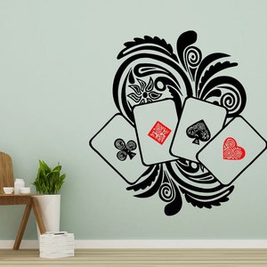 Poker Wall Decals Cards Decal Casino Vinyl Stickers Home Decor Kitchen Interior Design Bedroom NA318