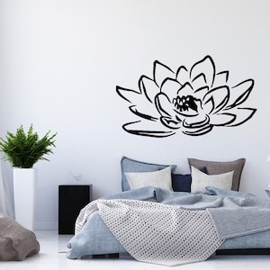 Lotus Wall Decals Flower Decal Yoga Vinyl Stickers Floral Design Home ...