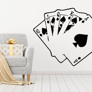Poker Cards Wall Decal Casino Decal Game Vinyl Stickers Home Decor Bedroom Window Decals Chu1230