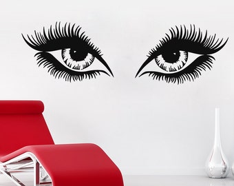 Wall Decals Makeup Girl Woman Cosmetic Eyes Fashion Vinyl Sticker Beauty Salon Home Decor Living Room Decor Art Mural Ms711