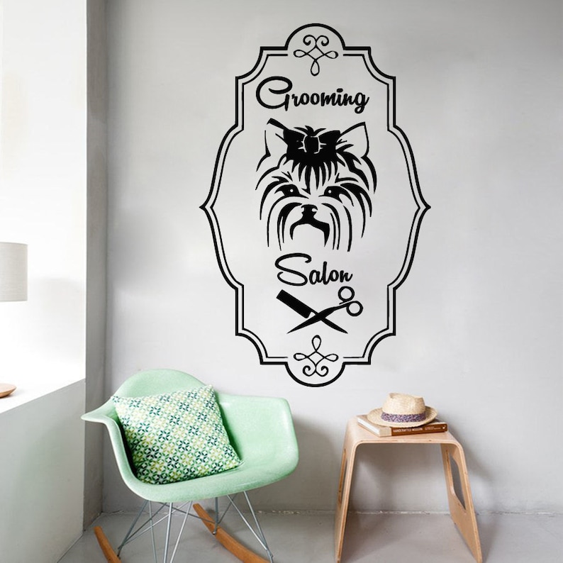 Wall Decals Grooming Salon Decal Dog Comb Scissors Frame Vinyl Etsy