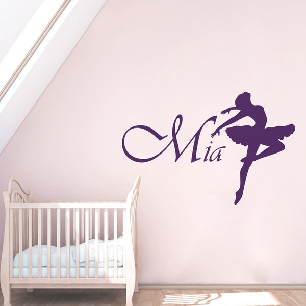 Wall Decal Name Personalized Custom Decals Vinyl Sticker Art Home Decor Mural Girls Ballet Dancing Dancer Ballerina Baby Decor Nursery EG20