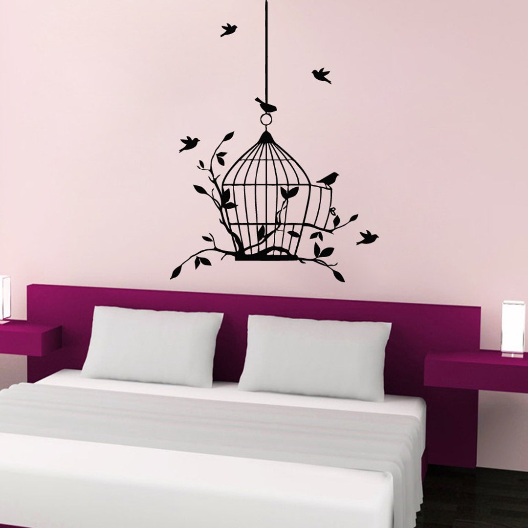 Wall Decals Birdcage Branch Nature Decal Vinyl Sticker Decal Art Home ...