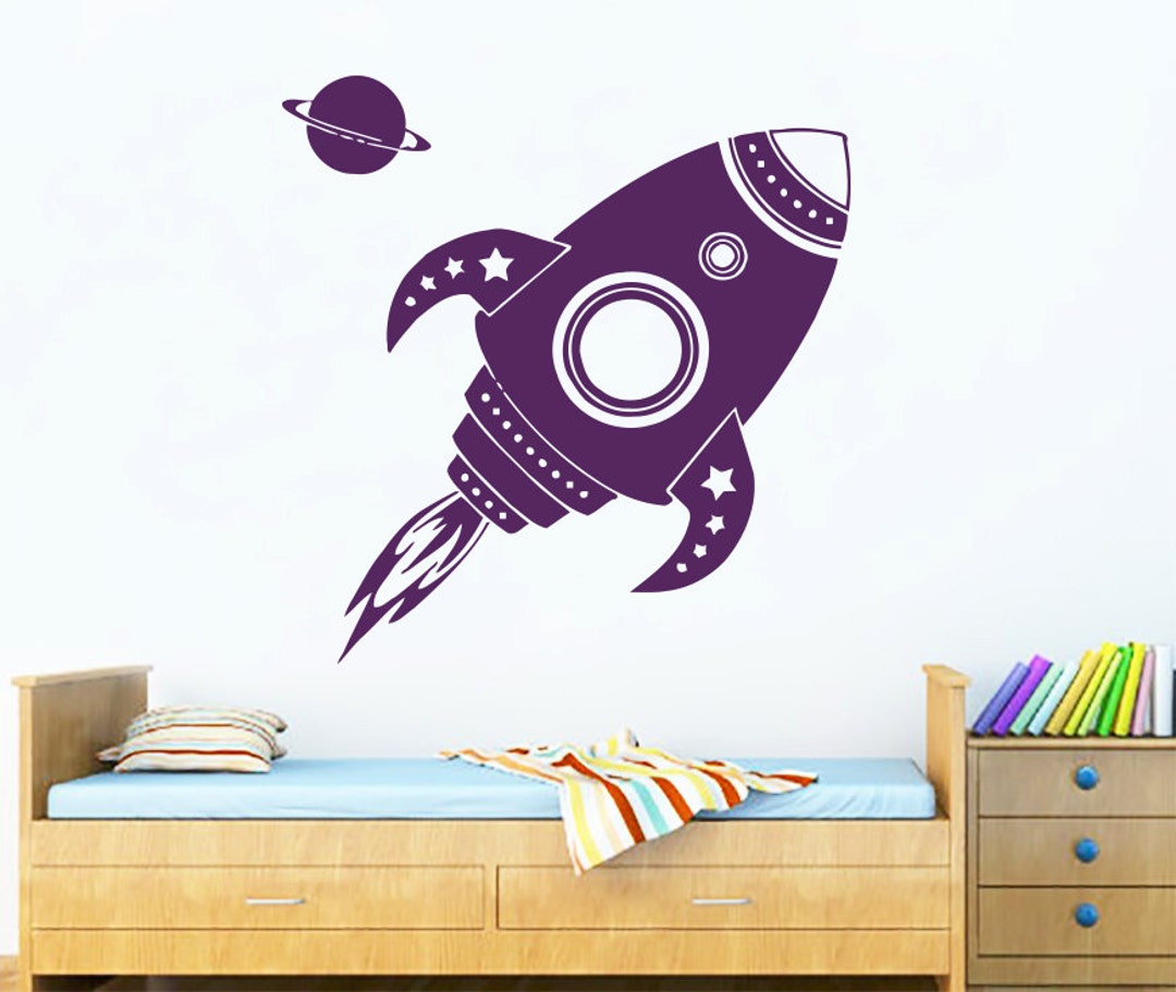 Nursery Wall Decals Rocket and Planets Decal Space Vinyl Sticker ...