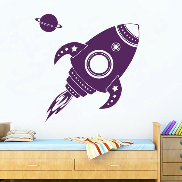 Nursery Wall Decals Rocket and Planets Decal Space Vinyl Sticker Bedroom Decor Chu1333