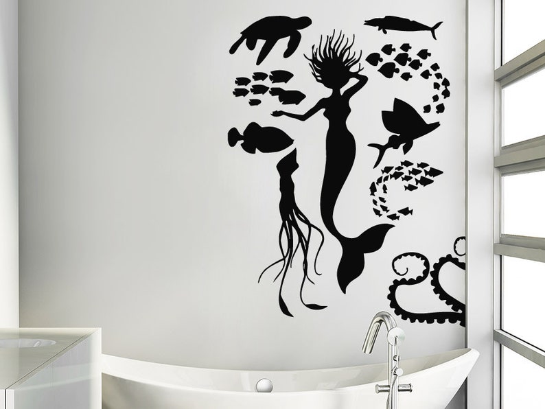Wall Decals Sea Ocean Fish Turtle Octopus Mermaid Decal Vinyl - Etsy ...