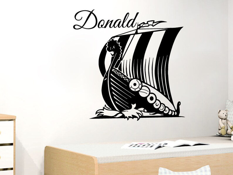 Viking Ship Wall Decal Name Personalized Custom Decals Vinyl Etsy