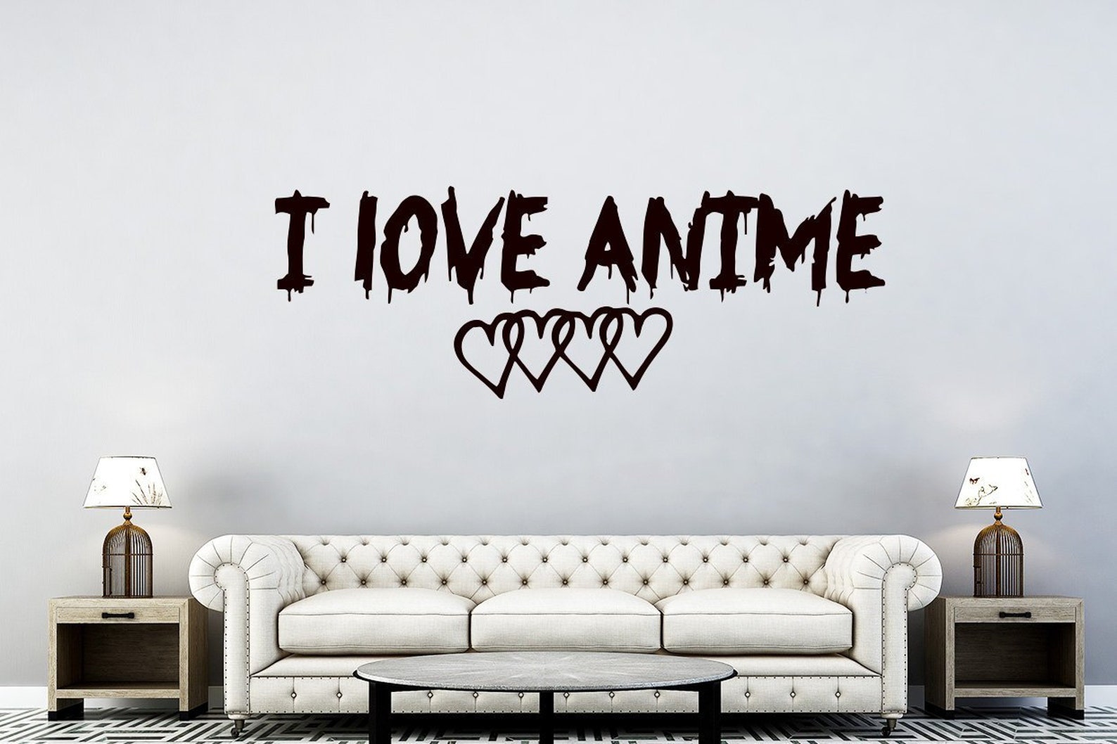Anime Wall Decal Quote Decals I Love Anime Vinyl Sticker Wall Etsy