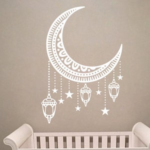Moon Wall Decal / New Wall Decal / Nursery Wall Decal / Stars And Moon Wall Decals / Boho Style / Home Decor / Nursery Vinyl Stcker MS913
