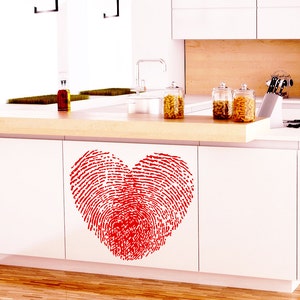 Wall Decals Heart from Human Fingerprints Decal Vinyl Sticker Home Decor Bedroom Art Interior Window Decals Valentine's Day Decor NA99 image 1