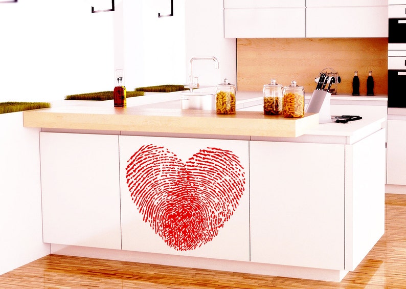 Wall Decals Heart from Human Fingerprints Decal Vinyl Sticker Home Decor Bedroom Art Interior Window Decals Valentine's Day Decor NA99 image 1