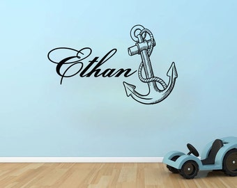 Wall Decal Name Personalized Custom Decals Anchor Vinyl Sticker Art Home Decor Mural Baby Decor Nursery MS438