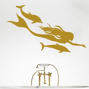 Mermaid Wall Decals Nautical Sea Ocean Dolphin Decal Vinyl Sticker Bathroom Nursery Home Decor Art Mural  Ms696