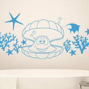 Nautische Wand Dekor Coral Seestern Fisch Muschel Aufkleber Vinyl Aufkleber Home Decor Art Wandbild Bad Kinderzimmer MS289