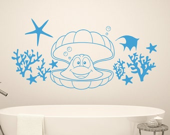 Nautical Wall Decor Coral Starfish Fish Seashell Decal Vinyl Sticker Home Decor Art Mural Bathroom Nursery MS289