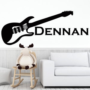 Name Wall Decals Guitar Decal Rock Star Vinyl Stickers Home Decor Bedroom Window Decal NA352