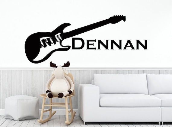 Rock guitar personalised name wall sticker vinyl decal mural DIY95x30cm. Rock guitar personalised name wall sticker vinyl decal mural DIY95x30cm.